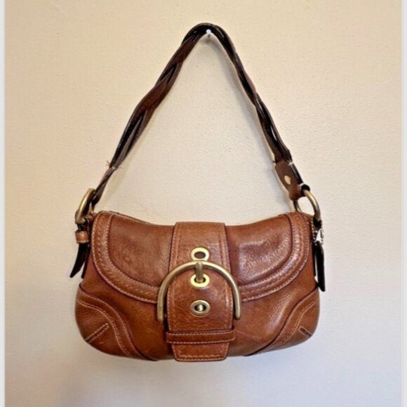 Vintage Coach 10317 Soho Buckle Braided Leather Mini Shoulder Bag Brown - Picture 1 of 16